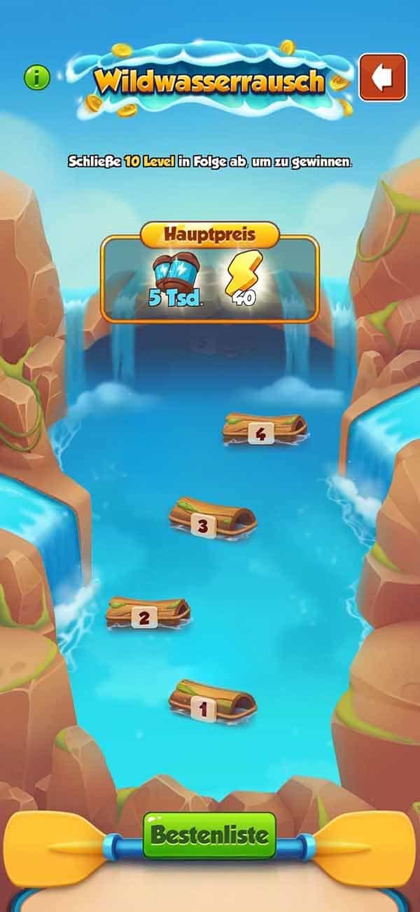 Coin Master Wildwasserrausch Event Belohnungen Vorschau auf das Wildwasserrausch Event in Coin Master mit Spins und Juwelen Belohnungen